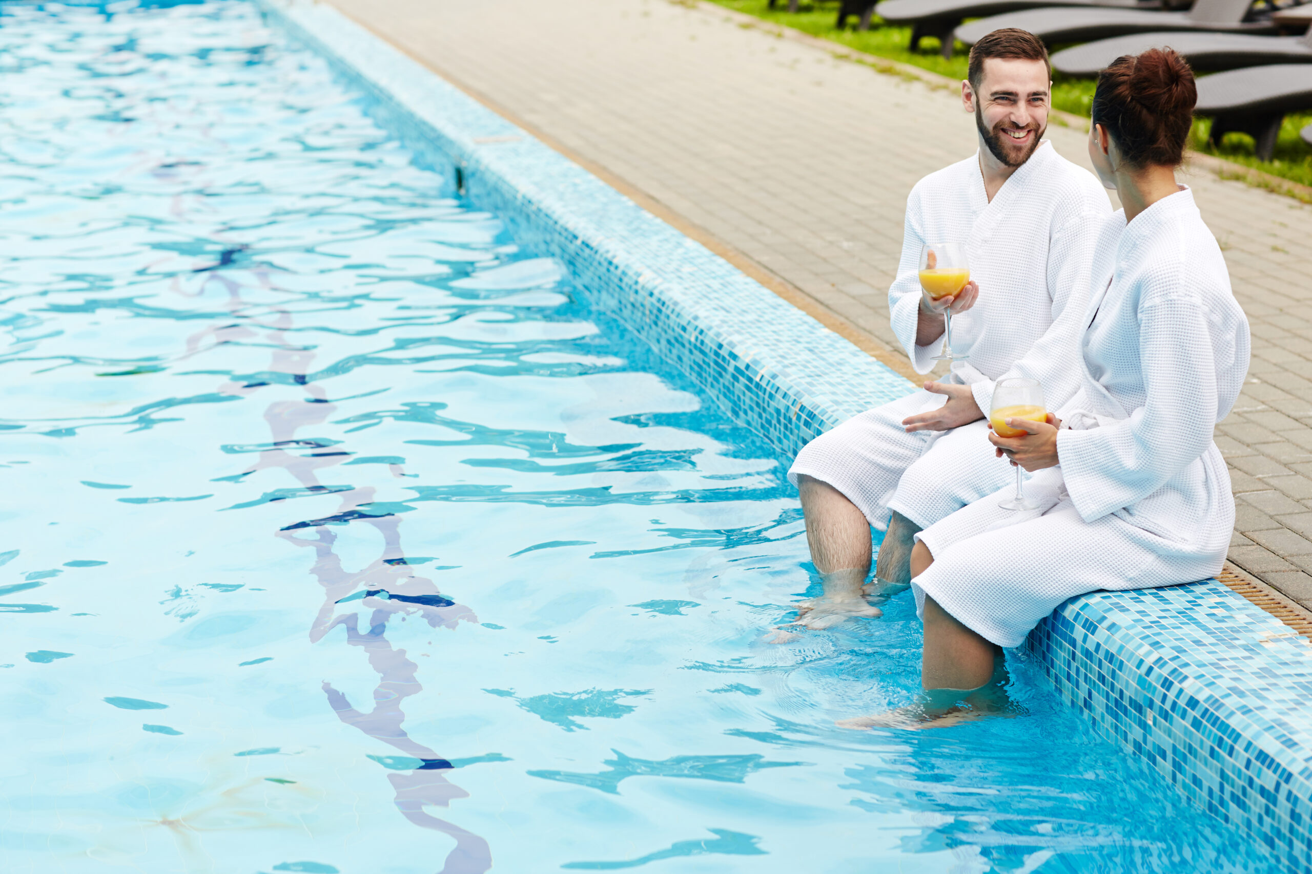 Talk by swimming pool